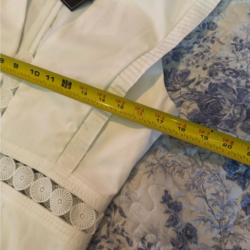 Luxe White Midi Dress with crochet lace trim Details - Picture 6 of 9